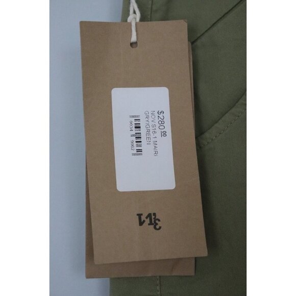 Novemb3r Womens Size 28 x 34 Green Mairi Pant Khaki Cotton Slash Pocket NWT $280 - Picture 4 of 9